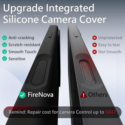 FireNova Magnetic for iPhone 17 Pro Max Case, Compatible with MagSafe, [Integrated Silicone Camera Control Button] [Camera Protection] Anti-Scratch Microfiber Lining Phone Case, 6.9", Black