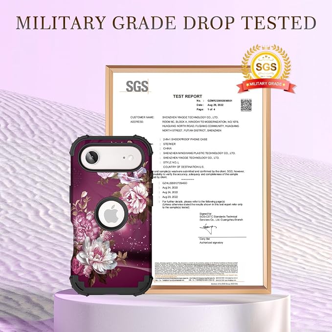 Hocase for iPhone Air Case 6.5", Heavy Duty Shockproof Protection Soft Silicone Rubber+Hard Plastic Bumpers Hybrid Protective Case for iPhone Air 2025 - Royal Purple Flowers