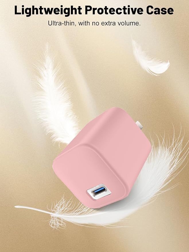 Silicone Protective Case for Anker Nano 45W USB-C Charger, Full-Body Protective Cover with Precise Cutouts, Shockproof Dustproof Charging Block Protector Sleeve & Scratch-Resistant Sleeve (Pink)