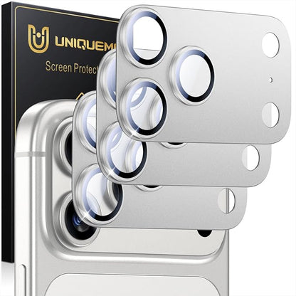 UniqueMe for 3 Pack iPhone 17 Pro Camera Lens Protector - [Drop Protection] [Case Friendly] 9H Tempered Glass Camera Cover Screen [Update New Version] - All Silver