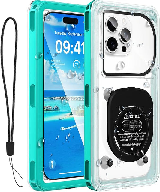 [Up to 7.0"] Waterproof Phone Case, IPX8 Waterproof Phone Pouch for iPhone 17 Pro Max/17 Pro/17/16/15/14/13, Samsung Galaxy S25/S24/S23 Ultra, Google/Moto - Teal