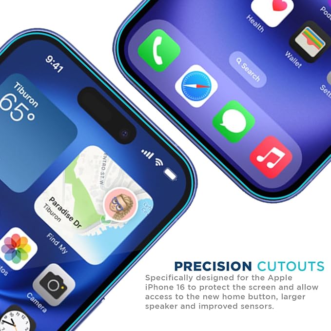 Tech Armor for iPhone 16 Screen Protector Glass 6.1 inch - Ballistic Tempered, Case Friendly, Sensor Protection, HD, 9H Hardness, 3 Pack + Bonus Camera Lens Protector