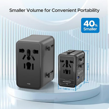 Universal Travel Adapter, 75W GaN International Power Adapter | All in One Travel Plug Adapter with 3 USB C, 1 USB A, Worldwide Outlet Wall Charger Converter for EU US UK AU 200+ Countries.
