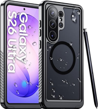 Temdan Designed for Samsung Galaxy S26 Ultra Case Waterproof, Built-in Lens & Screen Protector Military Grade Shockproof Dropproof IP68 Underwater Full Body Phone Case for Galaxy S26 Ultra 6.9"-Black