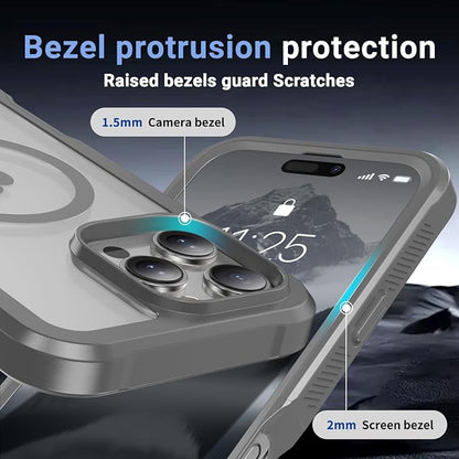 jaroco Magnetic for iPhone 16 Pro Max Case, [Compatible with MagSafe][Military Grade Drop Protection][Heavy Duty Protection][Non-Slip][Shockproof] 2-Layer Durable Bumper Phone Case 6.9''-Gray