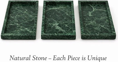 Natural Green Marble Tray for Bathroom | Kitchen | Vanity | Desktop, Stone Organizer for Coffee Table, Dresser, Nightstand, Candles, Soap, Towel, Plant, Jewelry (12" x 8"), Rectangular