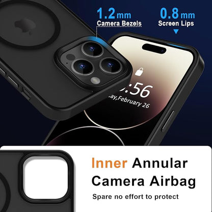 MOCCA Strong Magnetic for iPhone 14 Pro Max Case [Compatible with Magsafe] [10FT Military Grade Protective] Translucent Matte Slim Shockproof Case for iPhone 14 Pro Max 6.7" -Black