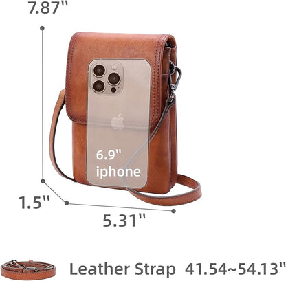 Iswee Leather Crossbody Bags for Women RFID Blocking Cell Phone Purse Small Anti-Theft Zippered with Card slots