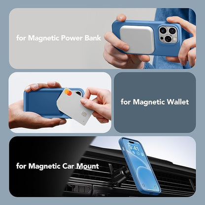 GONEZ for iPhone 14 Pro Case, Compatible with Magsafe, with Screen Protector + Camera Lens Protector, Soft Anti-Scratch Microfiber Lining, Shockproof Liquid Silicone Phone Cover, Lake Blue