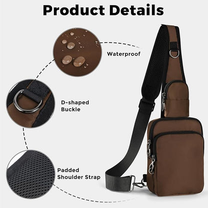 VADOO Sling Bag, Crossbody Bag with Zipper Lock, RFID Blocking & Water Resistant for Men and Women