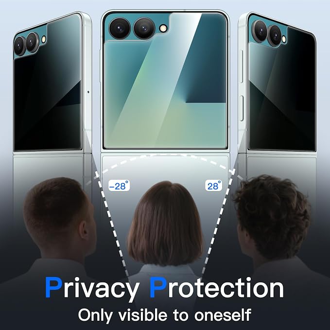 JETech Front Privacy Screen Protector for Samsung Galaxy Z Flip 7, 2-Pack | Anti-Spy 9H Tempered Glass, Easy Installation Tool, Case-Friendly