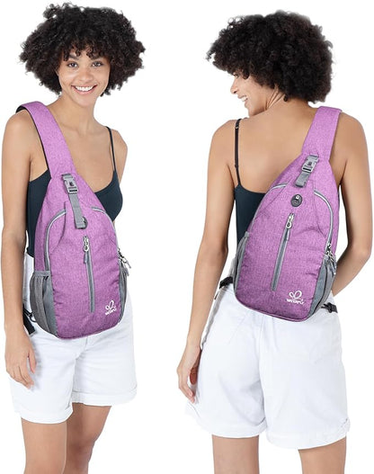 WATERFLY Small Hiking Sling Bag: Crossbody Sling Backpack Chest Bag Daypack for Men Women with Skin-Friendly Shoulder Strap
