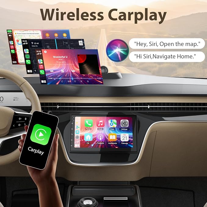 7 inch Car Stereo Double Din Radio with Carplay&Android Auto,Bluetooth,Channel RCA,Backup Camera,SWC,FM/AM|Apple Carplay Radio Screen for Car Audio Receivers|HD Touchscreen Car Audio Receivers