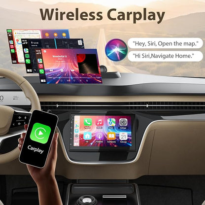 7 inch Car Stereo Double Din Radio with Carplay&Android Auto,Bluetooth,Channel RCA,Backup Camera,SWC,FM/AM|Apple Carplay Radio Screen for Car Audio Receivers|HD Touchscreen Car Audio Receivers