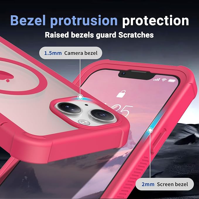 jaroco Magnetic for iPhone 13 Case, [Compatible with MagSafe][Military Grade Drop Protection][Heavy Duty Protection][Non-Slip][Shockproof] 2-Layer Durable Bumper Phone Case 6.1''-Rose
