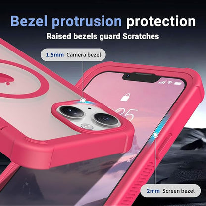 jaroco Magnetic for iPhone 13 Case, [Compatible with MagSafe][Military Grade Drop Protection][Heavy Duty Protection][Non-Slip][Shockproof] 2-Layer Durable Bumper Phone Case 6.1''-Rose