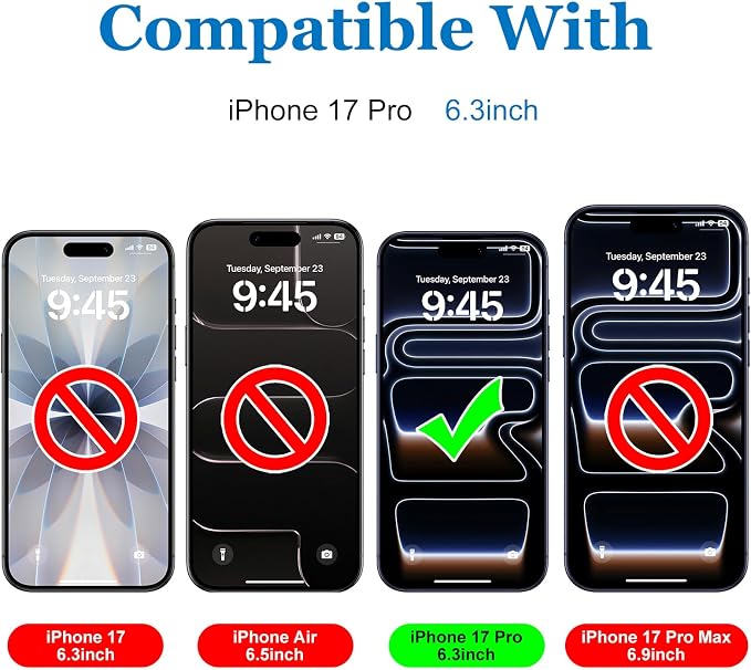 Mothca 2 Pack Matte Glass Screen Protector for iPhone 17 Pro [6.3 inch] + 2 Pack Camera Lens Protector, Anti-Glare & Anti-Fingerprint Tempered Glass (Not Privacy Film) Bubble Free, Smooth as Silk