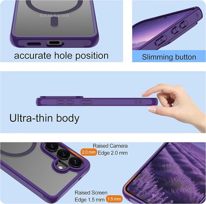 for Galaxy S26 Phone Case: Samsung S26 Phone Case with 2PC HD Screen Protector, Wireless Charging Samsung S26 Case Matte Translucent Soft-Touch & Shockproof Funda para S 26,Purple