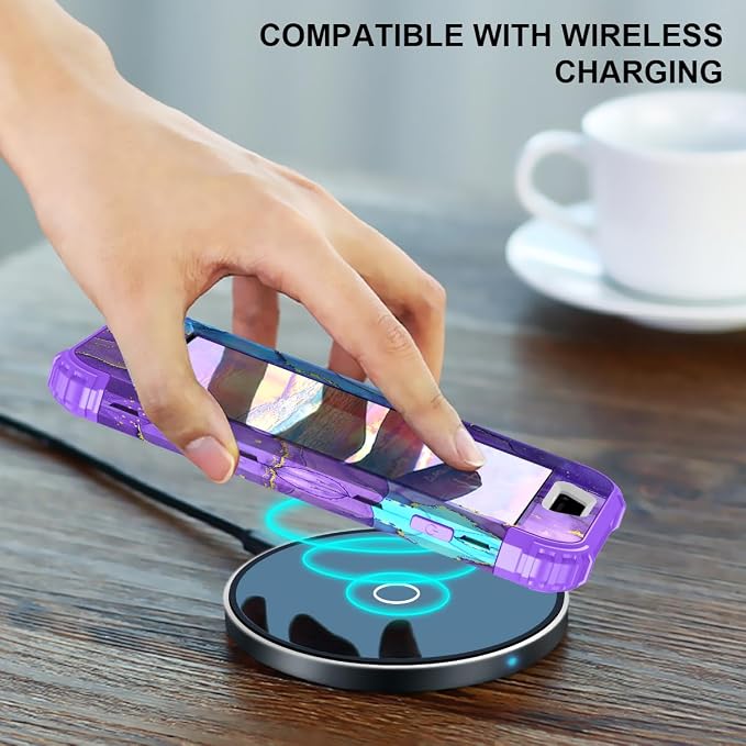 Hocase for iPhone SE 2022/2020 Case, Heavy Duty Shockproof Protection Hard Plastic+Silicone Rubber Hybrid Protective Case for iPhone SE 3rd/2nd Generation (4.7") - When Purple Meets Blue