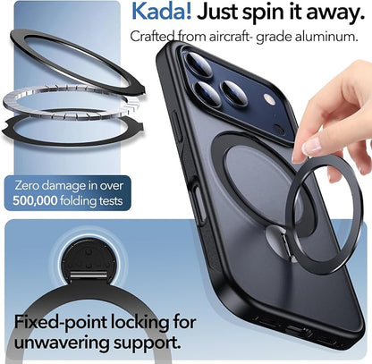 Anqrp 360° All-in-ONE Stand Case for iPhone 17 Pro Max Case with Rotatable Magnetic Kickstand Ring Holder, Compatible with Mag-Safe, MIL-Grade Shockproof iPhone 17 Pro Max Cover 6.9", Black