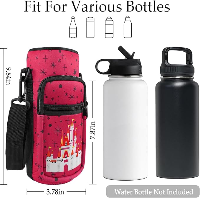 Water Bottle Carrier Bag 25oz/32oz Water Bottle Pouch Holder Adjustable Shoulder Strap Neoprene Water Bottle Sling Bag with Phone Pocket Insulated Tumbler Accessories for Walking