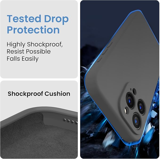 FireNova Designed for iPhone 16 Pro Max Case, Silicone Upgraded [Camera Protection] Phone Case, Soft Anti-Scratch Microfiber Lining Inside, 2024, Space Gray
