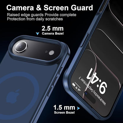 Magnetic for iPhone Air case, with Camera Lens Protector [10Ft Military-Grade Protection] Compatible with fit MagSafe Slim case for iPhone 17 Air 6.5 inch, Deep Blue