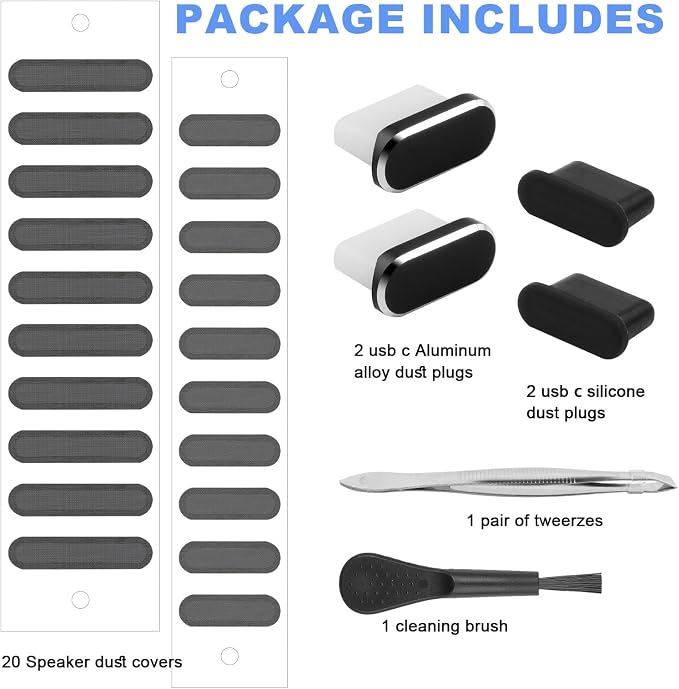 USB C Dust Plug for iPhone 15 16 17 Series, USB C Port Cover Phone Speaker Cover, Phone Charging Port Cleaner for Samsung Galaxy S23, S22 Ultra S21 FE S20, Note 20 and All Type-C Devices