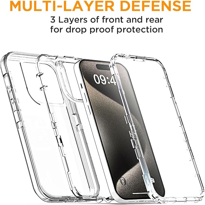 AICase for iPhone 15 Pro Max Case Clear 3 in 1 Heavy Duty Drop Protection Full Body Rugged Shockproof/Dust Proof 3-Layer Military Protective Tough Durable Cover for iPhone 15 Pro Max 6.7"_1