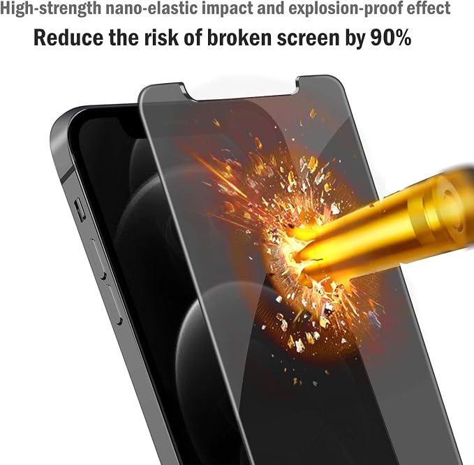 QHOHQ 2 Pack Privacy Screen Protector for iPhone 12 Pro 6.1" with 2 Packs Camera Lens Protector,Full Screen Tempered Glass Film,9H Hardness Anti-Shatter, Anti Spy, Touch Sensitive - Case Friendly