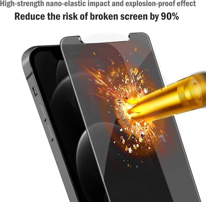 QHOHQ 2 Pack Privacy Screen Protector for iPhone 12 Pro 6.1" with 2 Packs Camera Lens Protector,Full Screen Tempered Glass Film,9H Hardness Anti-Shatter, Anti Spy, Touch Sensitive - Case Friendly