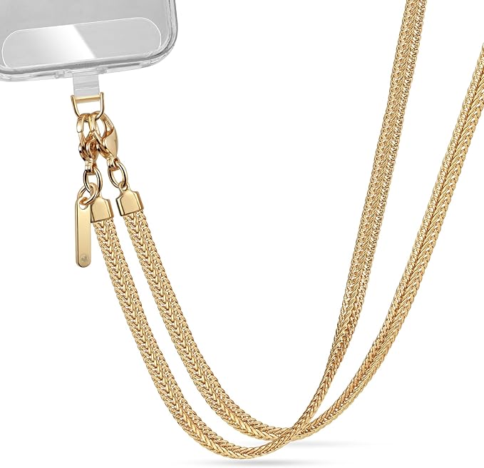 Crossbody Phone Strap Detachable Phone Chain Strap Crossbody Phone Lanyard Chain Lightweight Phone Chain Wristlet for Women Fashion Cell Phone Chain Strap with Clear Phone Tether Tabs