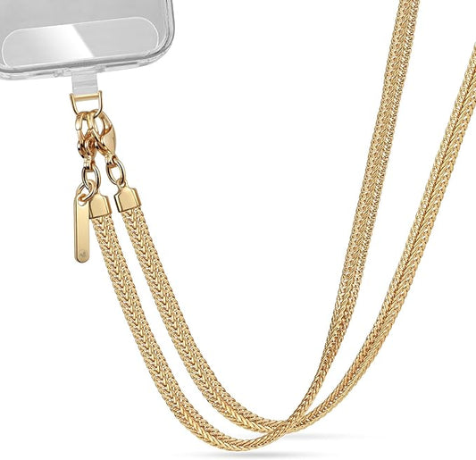 Crossbody Phone Strap Detachable Phone Chain Strap Crossbody Phone Lanyard Chain Lightweight Phone Chain Wristlet for Women Fashion Cell Phone Chain Strap with Clear Phone Tether Tabs