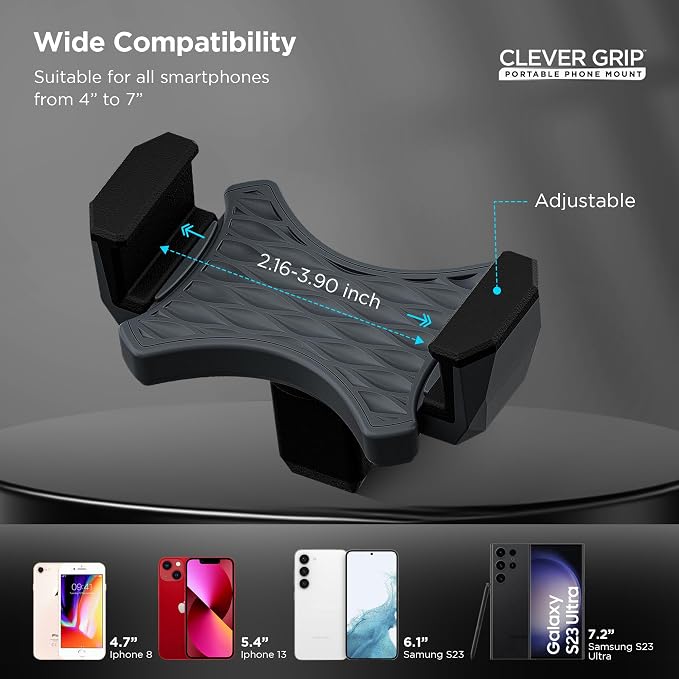 Bell+Howell Clever Grip MAX- Portable Phone Mount for iphone 6 and 6 PLUS, and for most Smart Phones