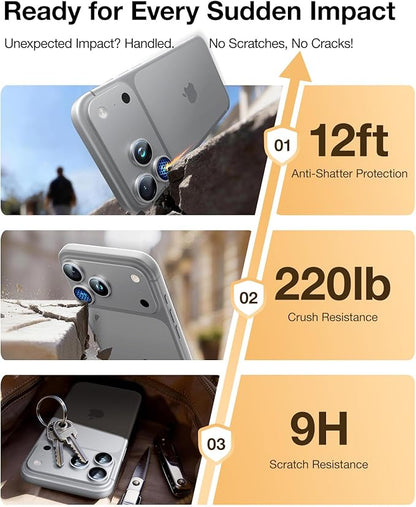UltraGlass UNBREAK TOP 9H+ Glass for iPhone 17 Pro Max, 17 Pro Camera Lens Protector [NO.1 Military Grade Shatterproof] iPhone 17 Pro Max Camera Protector, 17 ProMax Lens Screen Cover, Silver