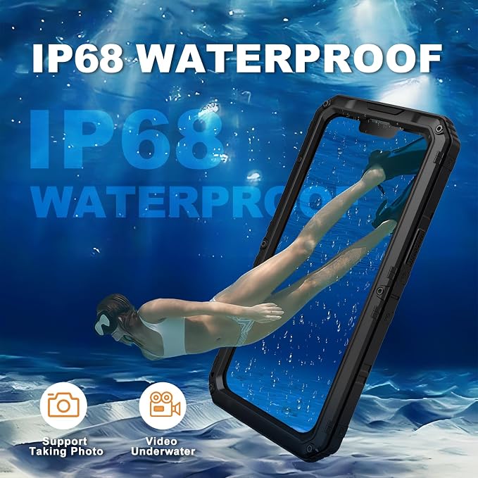 Mitywah Waterproof Case for iPhone 14 Pro Max, Heavy Duty Metal Case with Built-in Screen Protector, Military Grade Drop Protection Full Body Aluminum Protective Cover 6.7 inch, Black