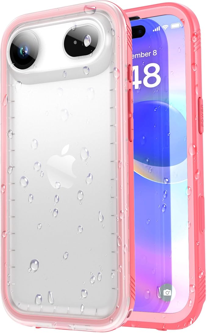 SPORTLINK for iPhone Air Case, IP68 Waterproof Military Protective Full Body Heavy Duty Shockproof 360 Sealed Dustproof with Camera Screen Protector Phone Cover for iPhone Air 6.5" Pink