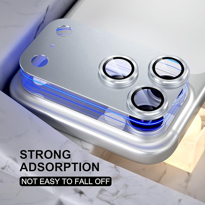 Choiche Compatible for iPhone 17 Pro Max Camera Lens Protector, Strong Adsorption Camera Cover with 9H Tempered Glass Lens Screen Protector Metal Ring Decoration Accessories 6.9-inch (Silver)