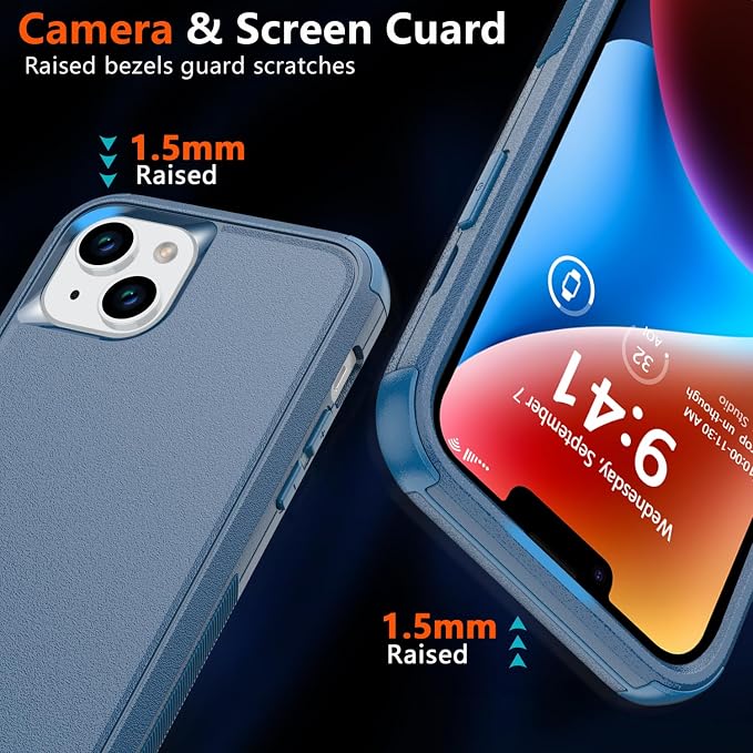 Diverbox Compatible iPhone 14 Phone Case,for iPhone 14 Magnetic Case [with Screen Protector & Camera Lens Protector ] Heavy Duty Phone Case for iPhone 14 (Blue)