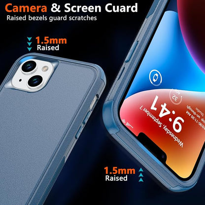 Diverbox Compatible iPhone 14 Phone Case,for iPhone 14 Magnetic Case [with Screen Protector & Camera Lens Protector ] Heavy Duty Phone Case for iPhone 14 (Blue)