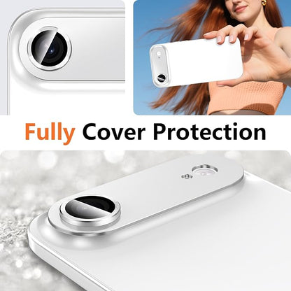 for iPhone 17 Air Camera Lens Protector, [Military Grade Shatterproof] [Strong Adsorption] [Case Friendly] Full Coverage Metal Aluminum Alloy 9H Tempered Glass Camera Screen Cover, Slivery