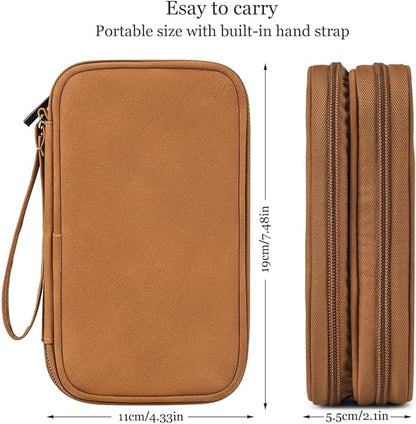 Electronic Organizer Travel Cable Accessories Case, Electronic Organizer Bag, Waterproof Electronic Accessories Organizer Case for Power Bank, Charging Cords, Chargers, Earphone, USB Cable - Brown