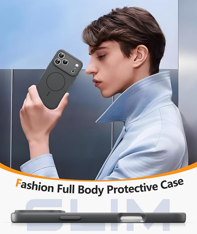 FNTCASE for iPhone 17 Pro Max Case: [Compatible with Magsafe] Integrated Silicone Phone Cases with [Full Camera Protection] [Screen Protector] Military Grade Shockproof Protective Cover - Full Gray