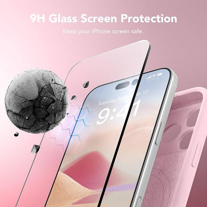 Magnetic for iPhone 17 Pro Case, Compatible with MagSafe, [Full Camera Protection][Screen Protector] Silicone Shockproof Protective Phone Case for iPhone 17 Pro 6.3", Chalk Pink