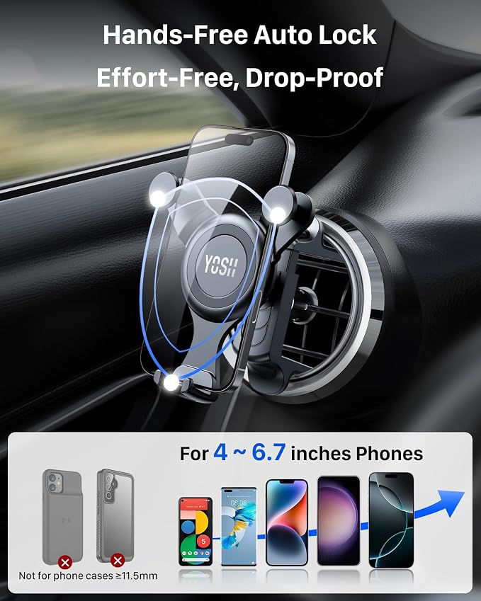 Car Phone Holder Upgraded for Mercedes Benz A/C Class C300/200/260 A180/200, GLA/GLB/GLC, Spring Clip for Round/Circular Vent Cradle for iPhone Samsung, for Mercedes Benz Accessories