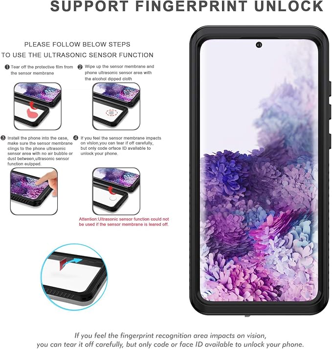 Lanhiem for Samsung Galaxy S20+ Plus Case, IP68 Waterproof Dustproof Shockproof Case with Built-in Screen Protector, Heavy Duty Full Body Protective Cover for Galaxy S20 Plus 5G, Black/Clear