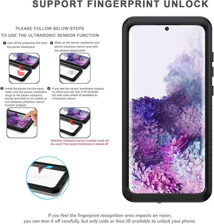 Lanhiem for Samsung Galaxy S20+ Plus Case, IP68 Waterproof Dustproof Shockproof Case with Built-in Screen Protector, Heavy Duty Full Body Protective Cover for Galaxy S20 Plus 5G, Black/Clear