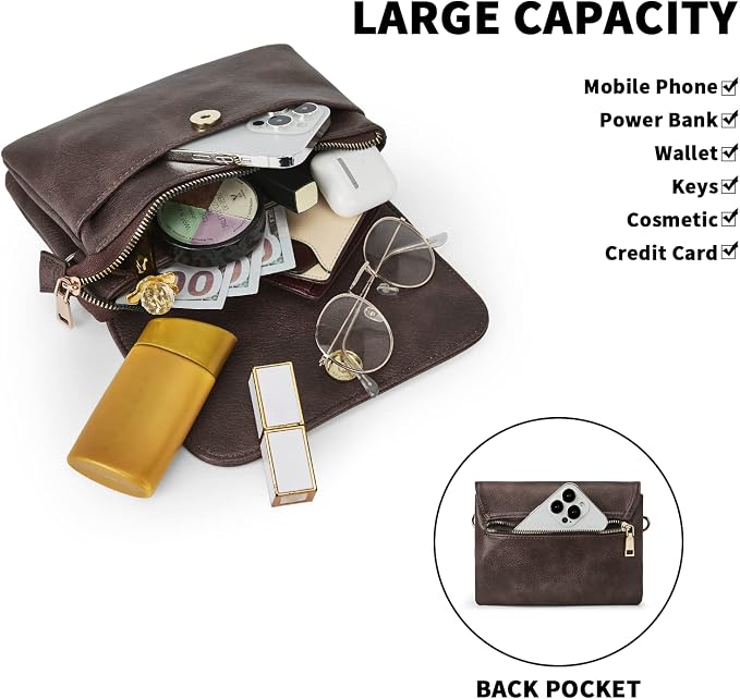 CHOLISS Small Crossbody Bags for Women, Vegan Leather Cell Phone Purse, Mini Travel Purse with Adjustable Strap Womens Gifts