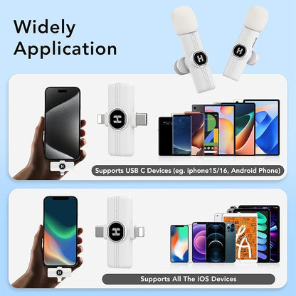 Mini Wireless Lavalier Microphone for iPhone, iPad, Android Phone - 2in1 Microfono Lapel Bluetooth Mic for Recording, Clip on Omni Lav Mic for Video Recording, Tiktok, YouTube, Vlog