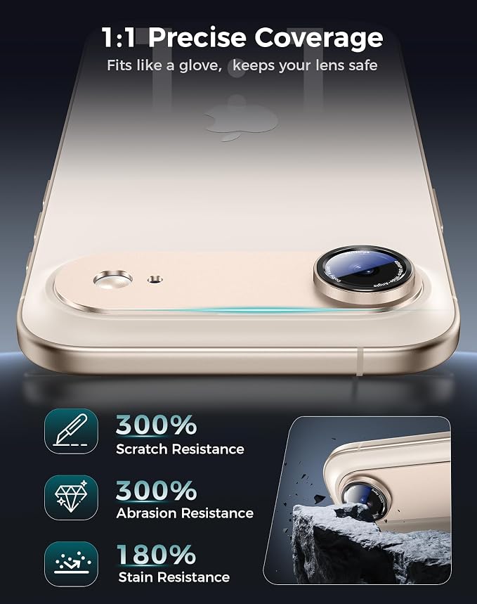 Goton Compatible for iPhone Air Camera Lens Protector 2025, 1-Pack Aluminum Alloy Metal Cover with HD Tempered Glass for iPhone 17 Air, Pro Camera Style, Shatter-Resistant, Scratch-Proof